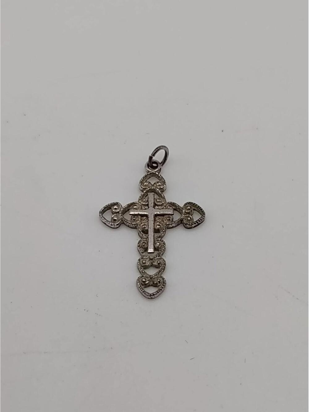 VTG Sterling Silver Antiochian Style Cross Charm Pendant 925
